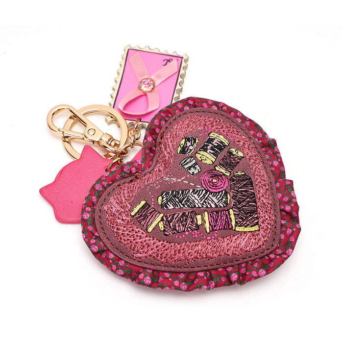 Pink Ribbon Sewing Box Scrapbook - Key Charm - Vendula London Packshot Angle 4