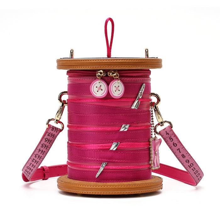 Pink Ribbon Sewing Box Scrapbook - Cotton Reel Bag - Vendula London Packshot Angle 2