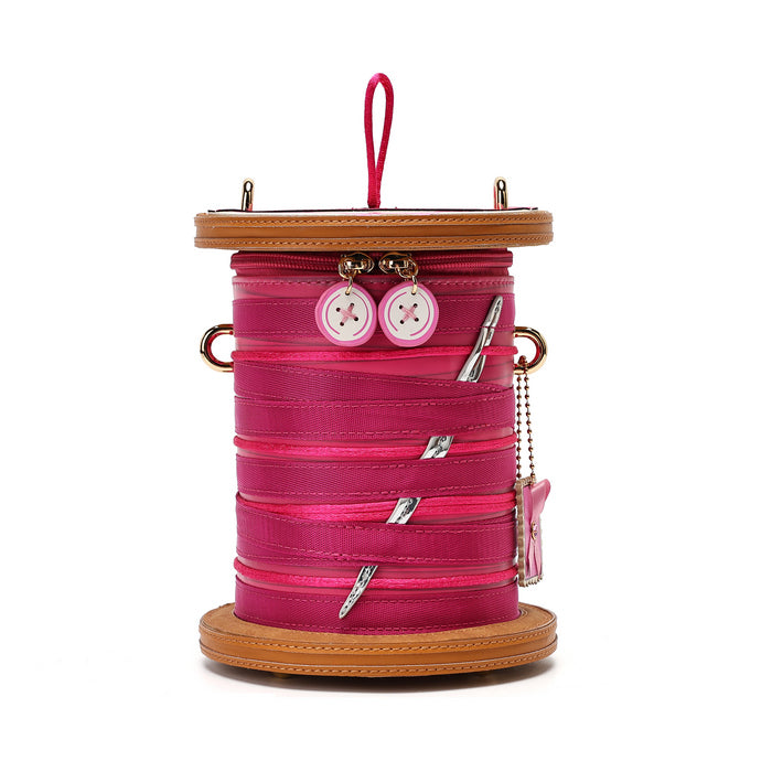Pink Ribbon Sewing Box Scrapbook - Cotton Reel Bag - Vendula London Packshot Angle 6
