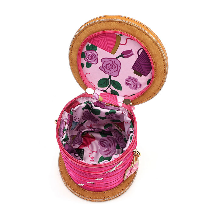 Pink Ribbon Sewing Box Scrapbook - Cotton Reel Bag - Vendula London Packshot Angle 8
