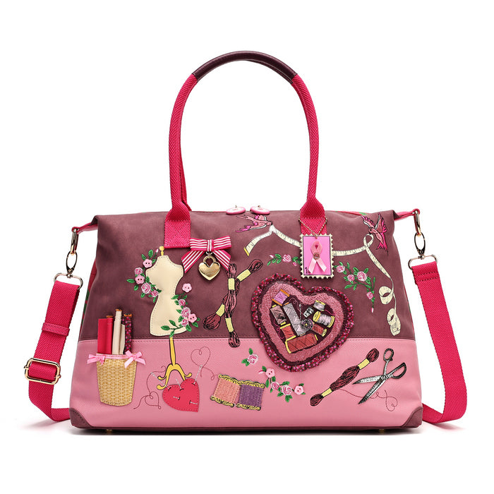 Pink Ribbon Sewing Box Scrapbook - Bonnie Weekender - Vendula London Packshot Angle 2