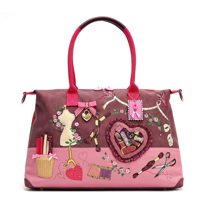 Pink Ribbon Sewing Box Scrapbook - Bonnie Weekender - Vendula London Packshot Angle 4