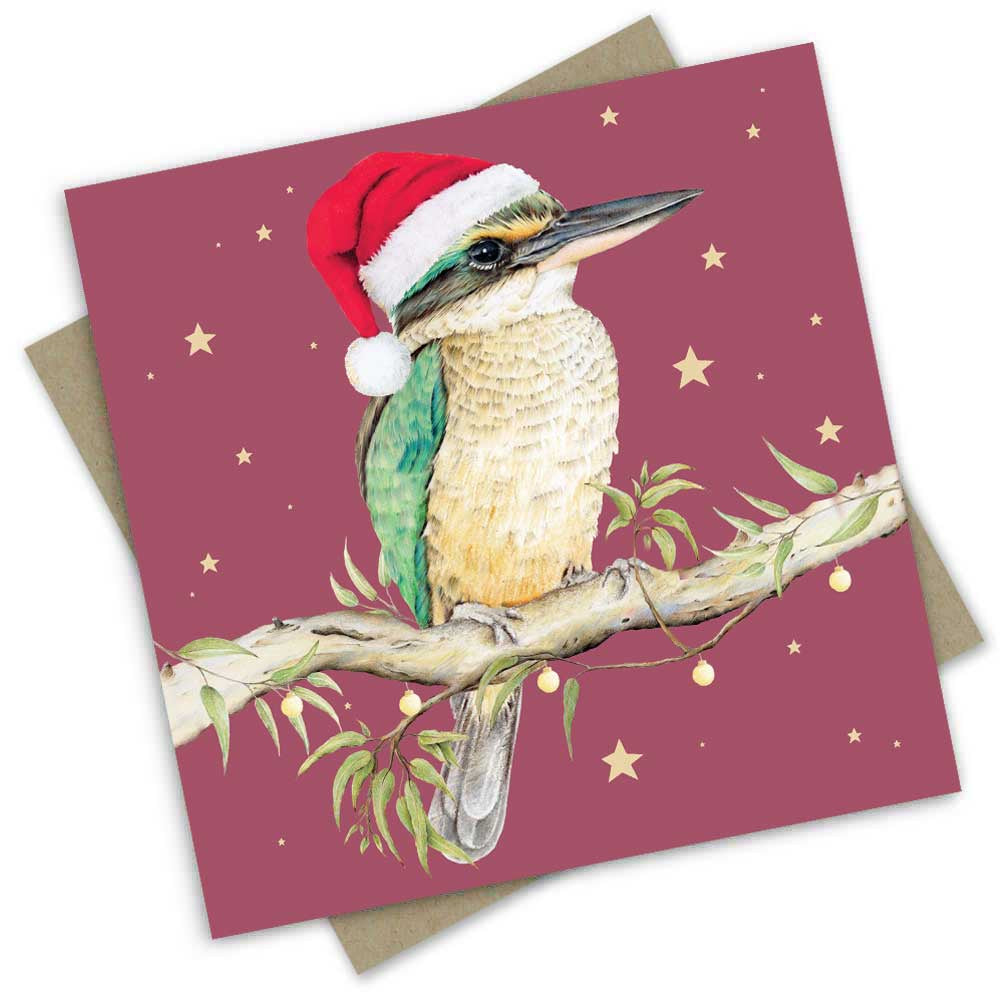 Kingfisher Santa Christmas card