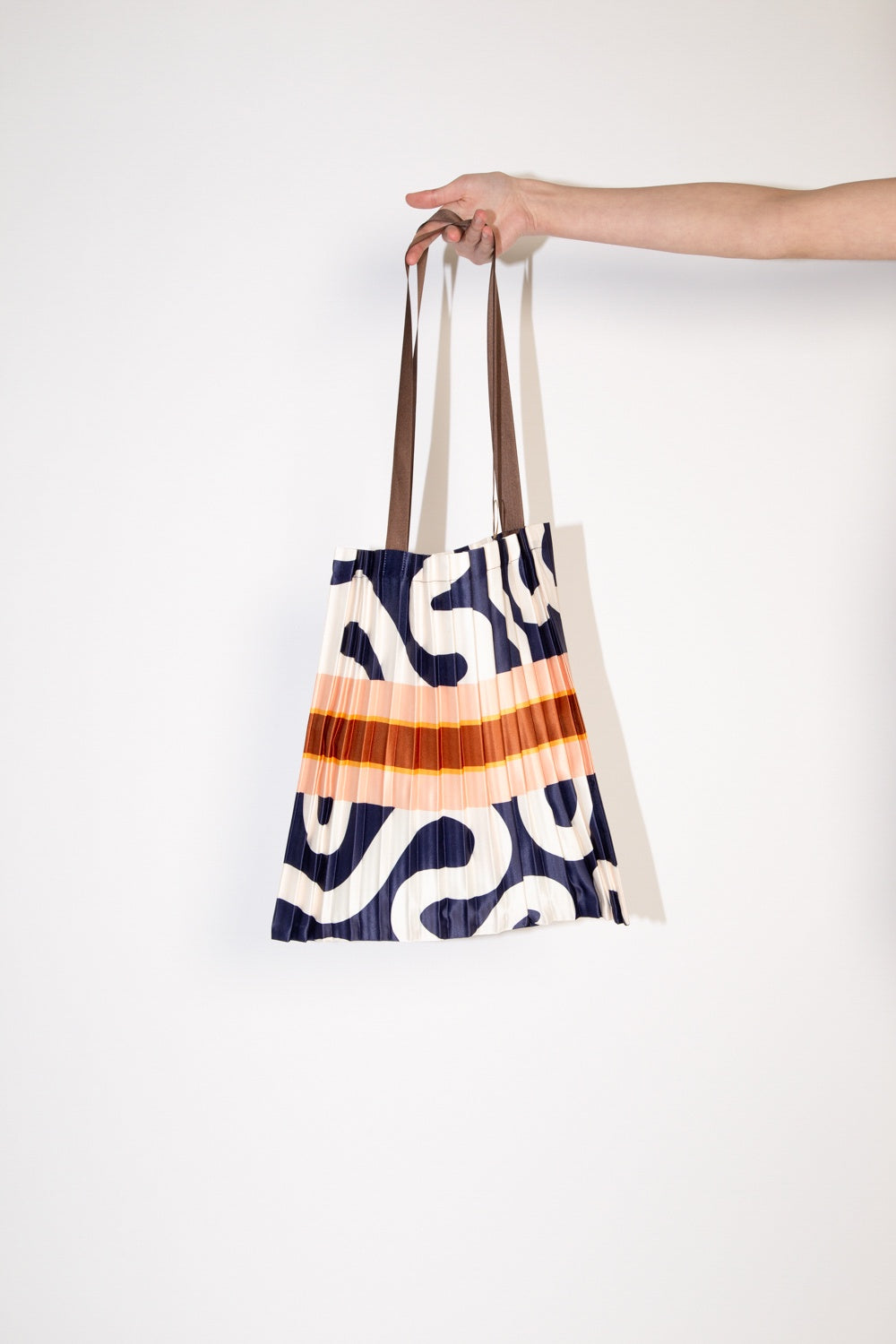 Multitudes Satin Pleated Conca Blue Tote Bag