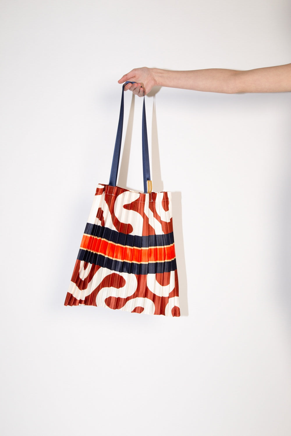 Multitudes Satin Pleated Conca Terracotta Tote Bag