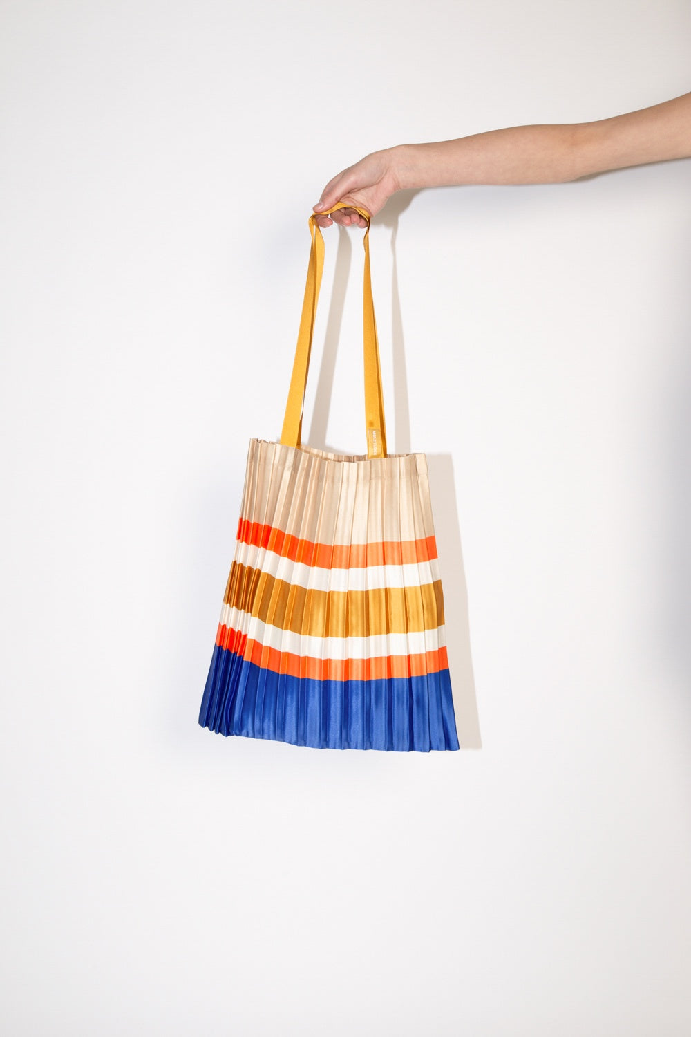 Multitudes Satin Pleated Sorrento Beige Tote Bag