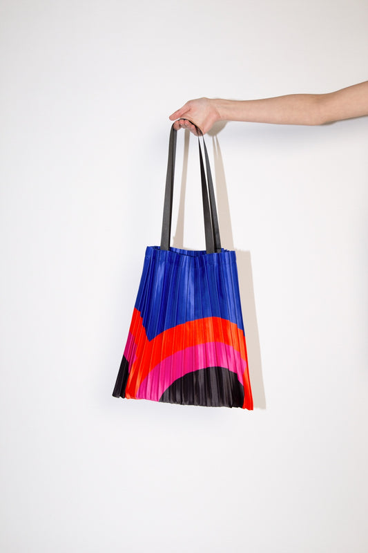 Multitudes Satin Pleated Rainbow Tote Bag