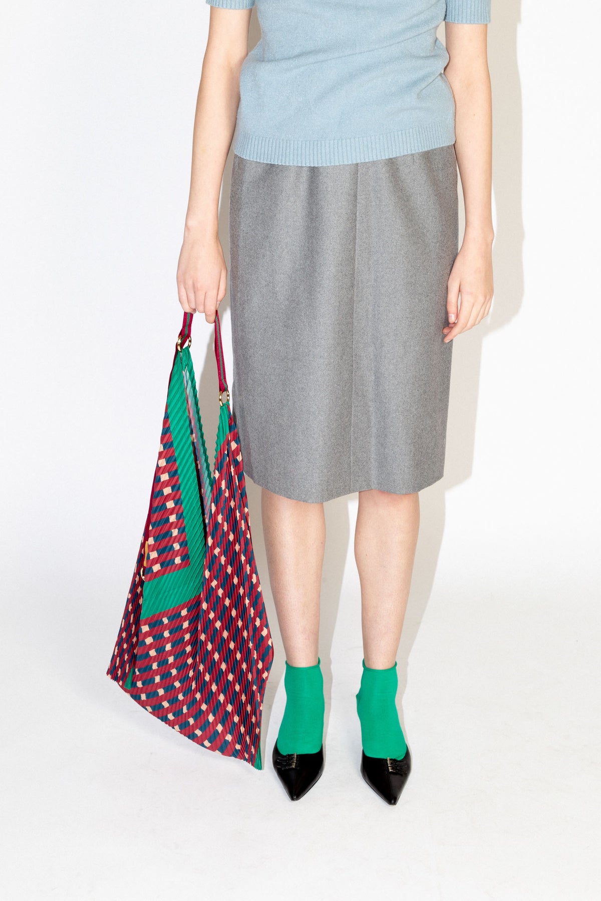 Multitudes Sophia Green Pleated Y Bag