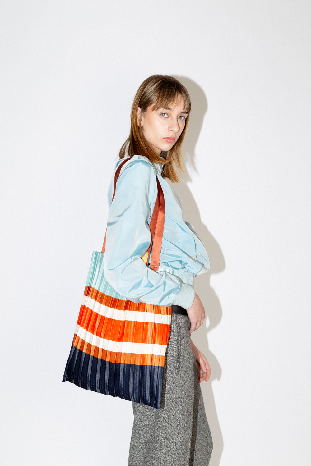 Multitudes Satin Pleated Sorrento Dust Tote Bag