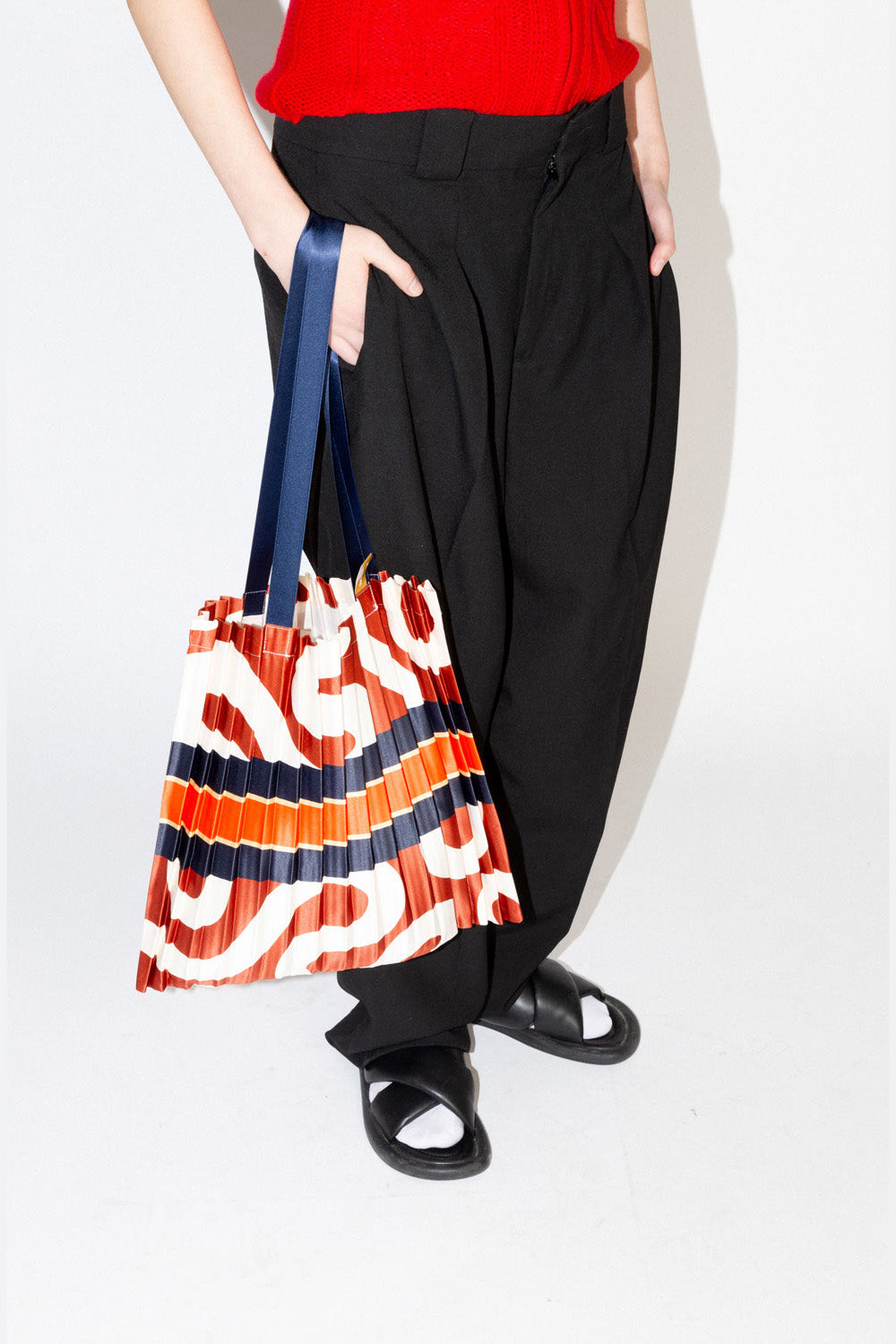 Multitudes Satin Pleated Conca Terracotta Tote Bag