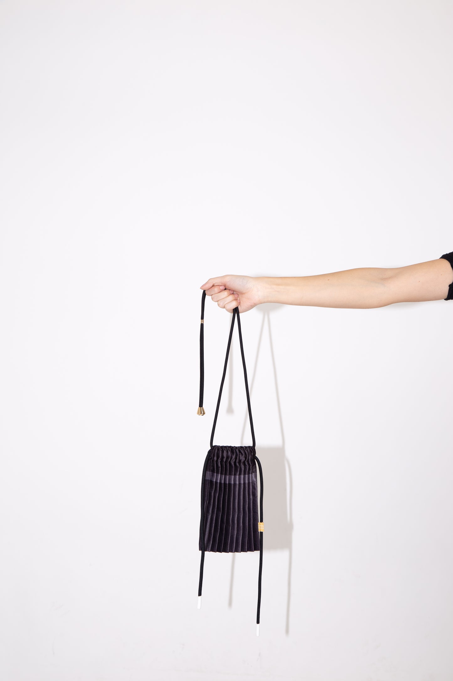 Multitudes Black Satin Pleated Mini Bag