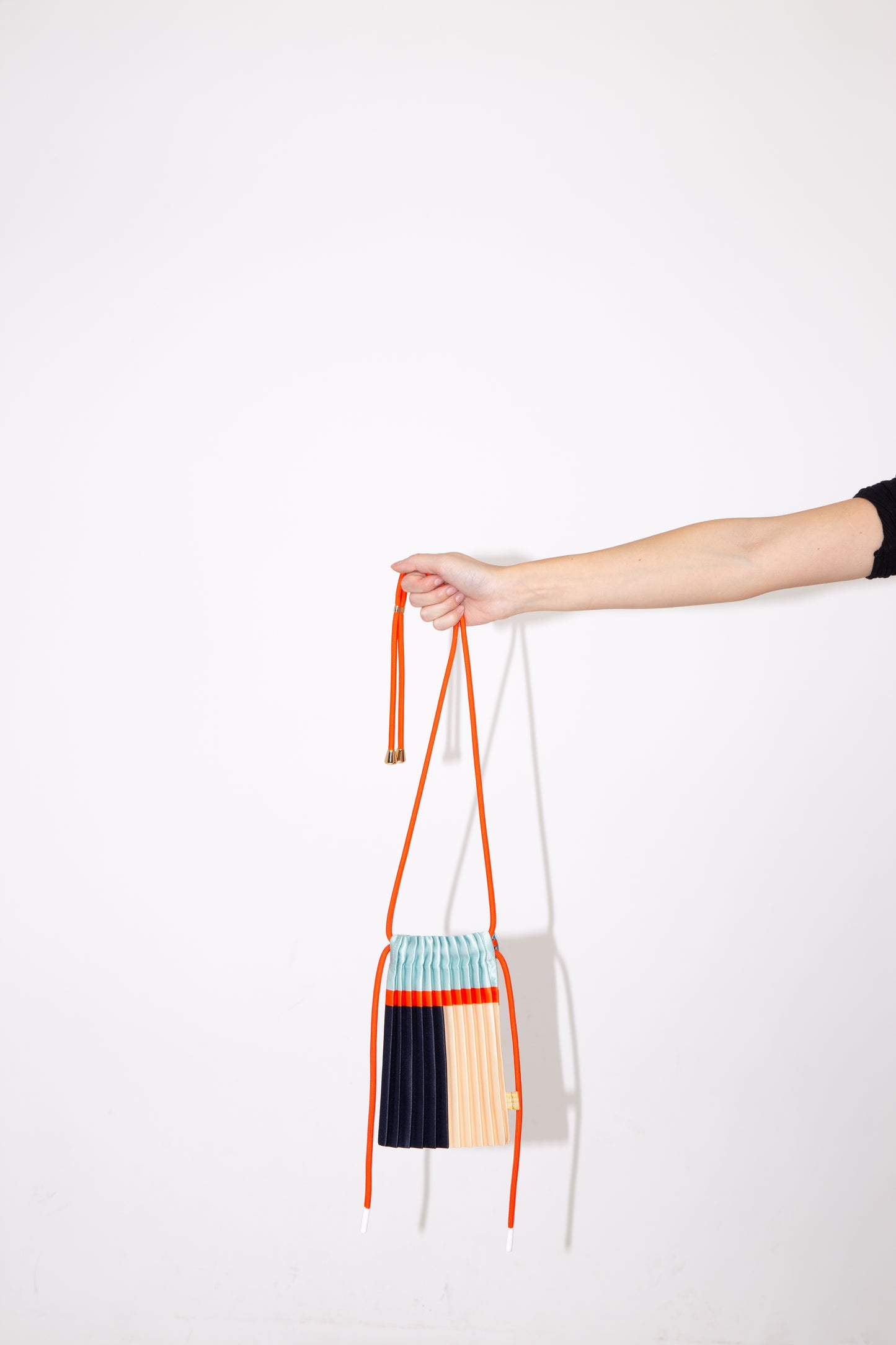 Multitudes Blue Satin Pleated Mini Bag