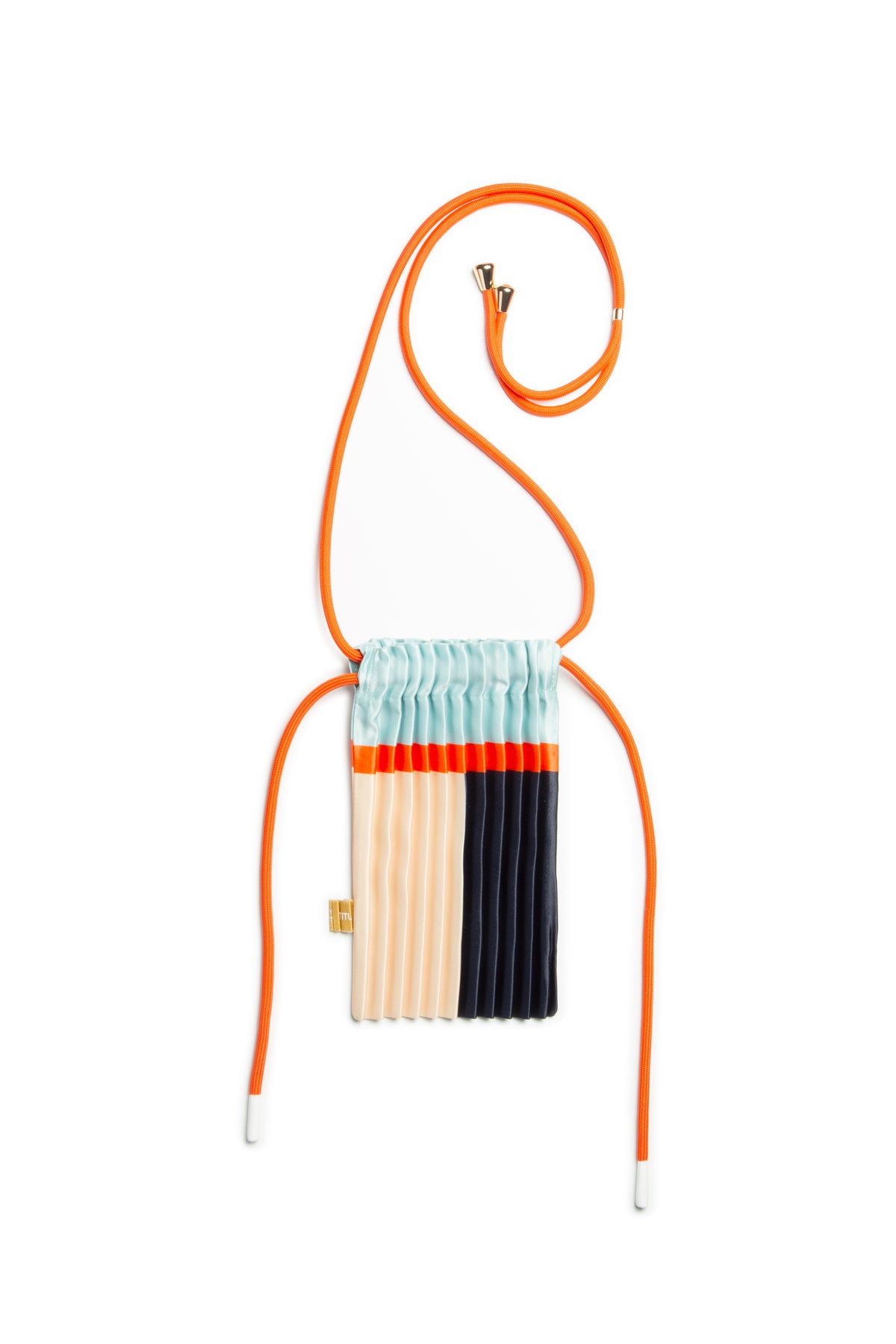 Multitudes Blue Satin Pleated Mini Bag