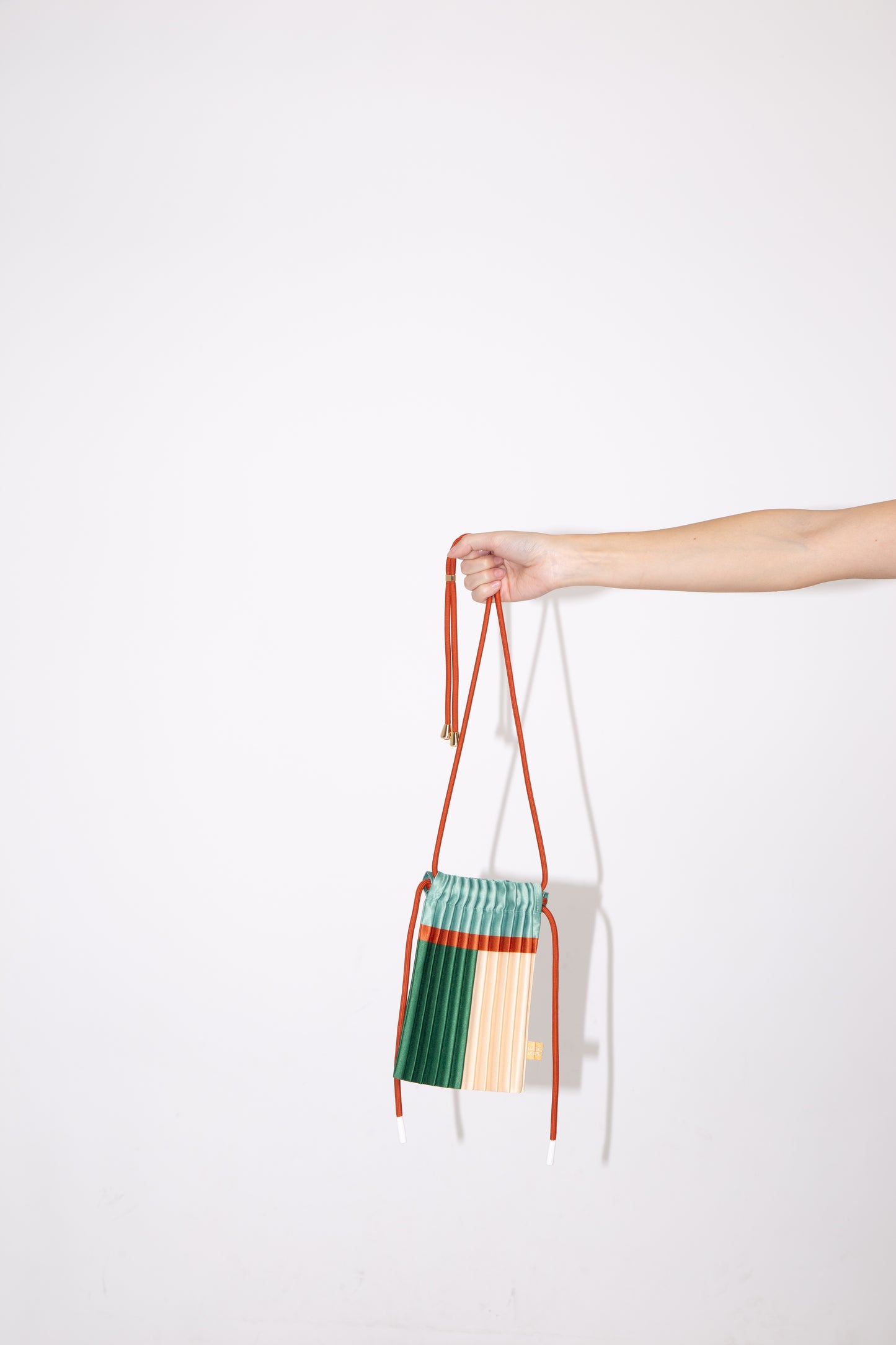 Multitudes Emerald Satin Pleated Mini Bag