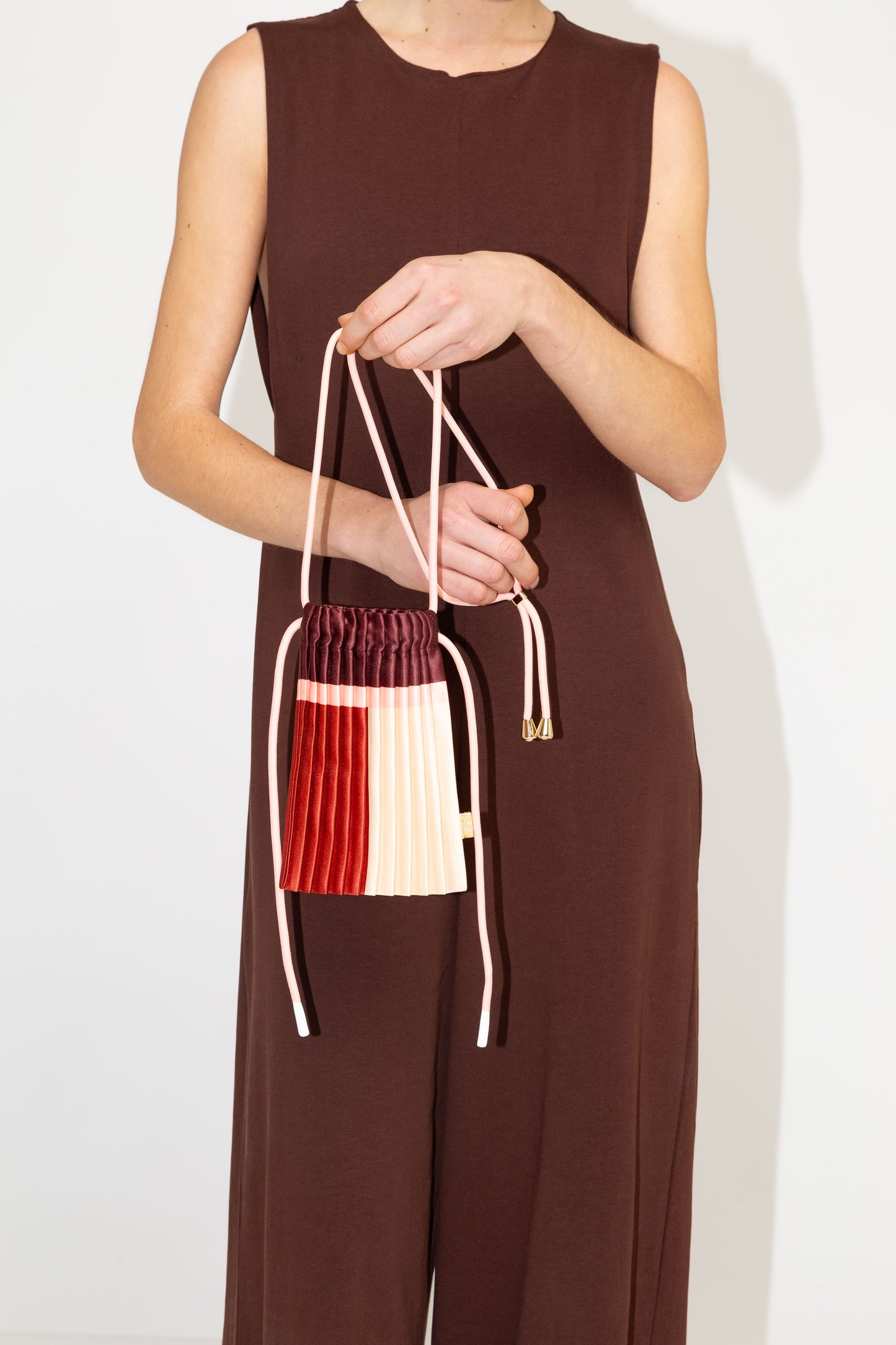 Multitudes Ruby Satin Pleated Mini Bag