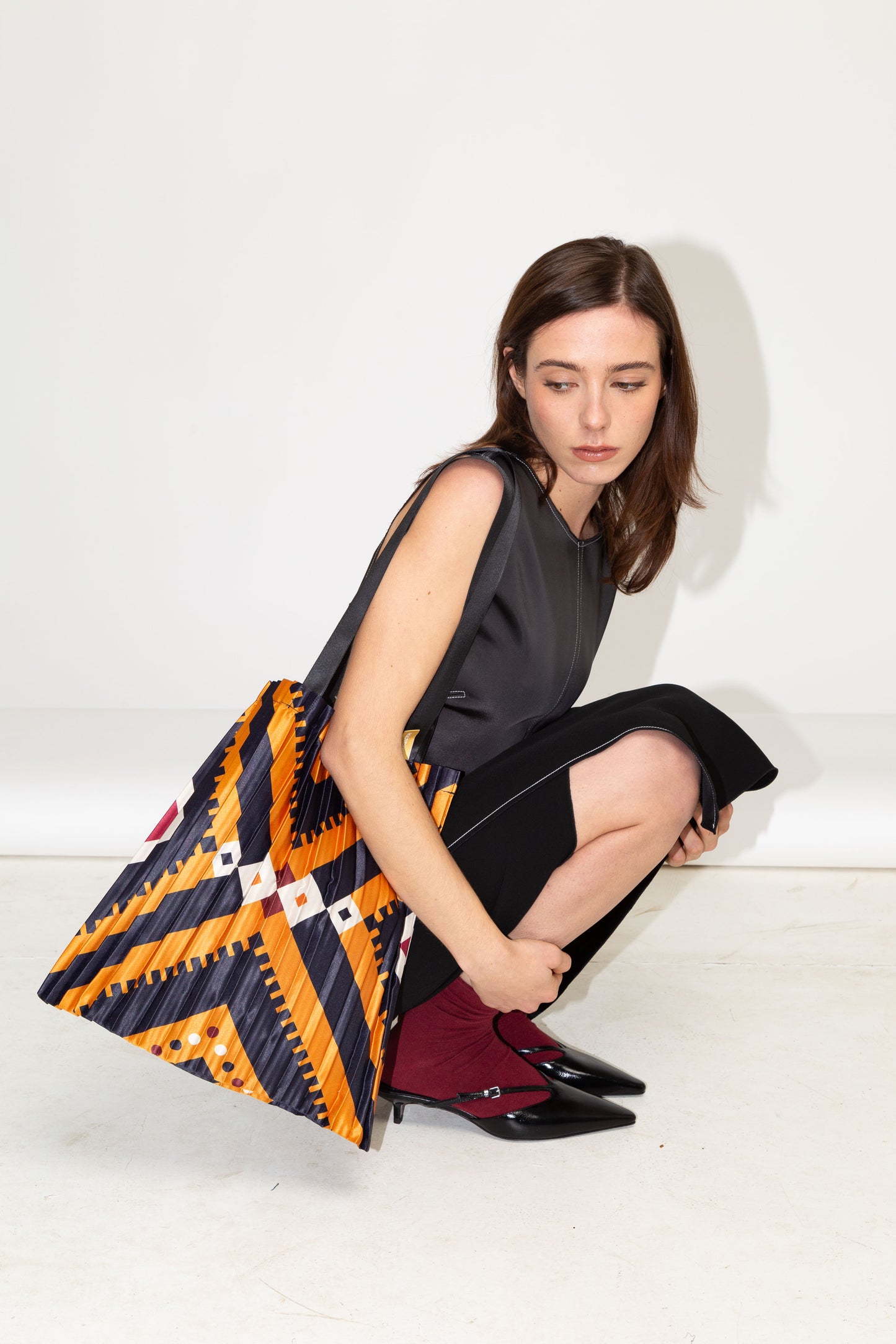 Multitudes Satin Pleated Alghero Tote Bag