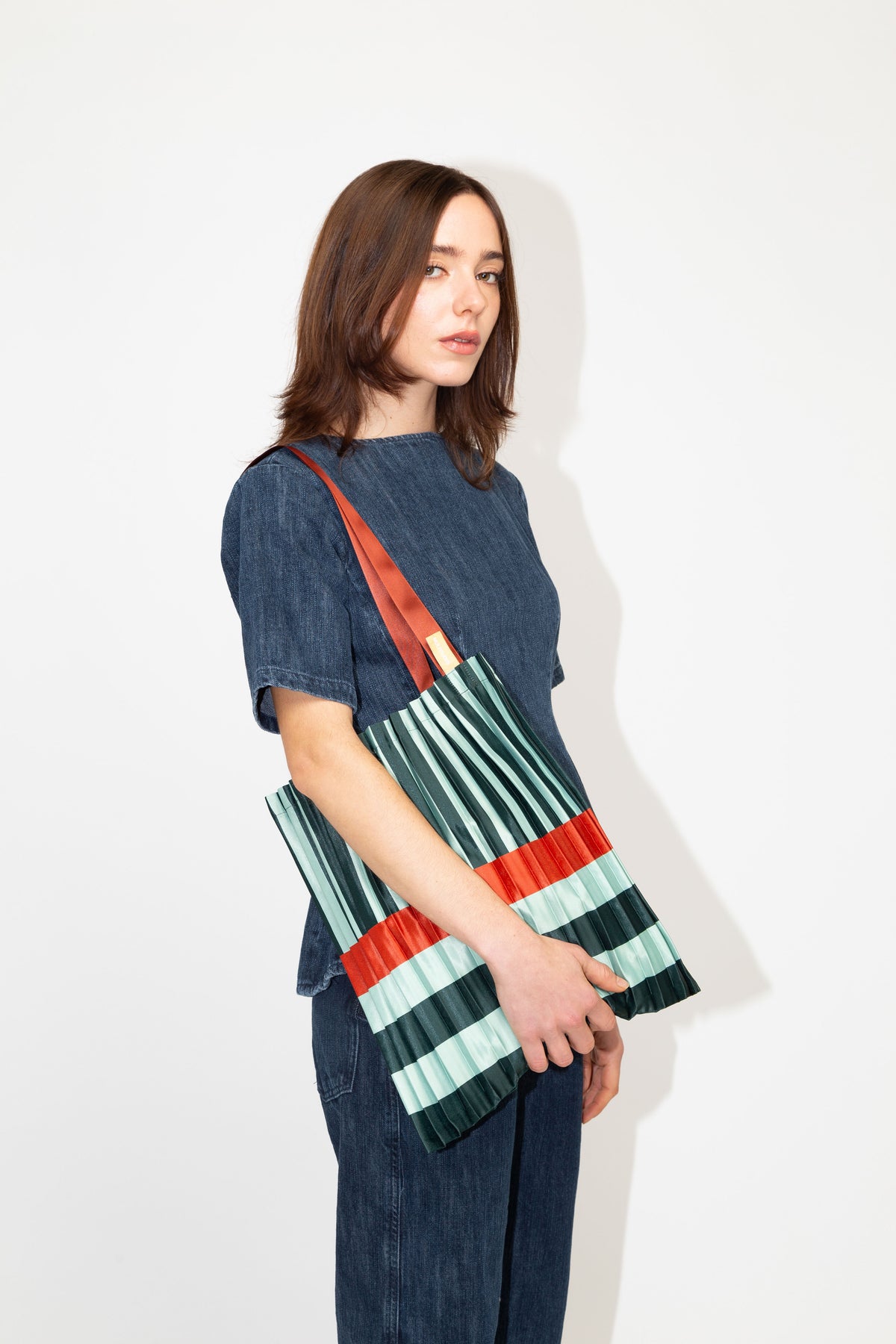 Multitudes Satin Pleated Smeralda Tote Bag