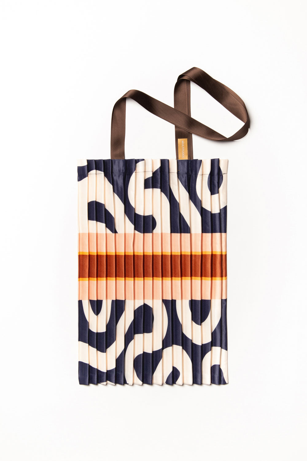 Multitudes Satin Pleated Conca Blue Tote Bag
