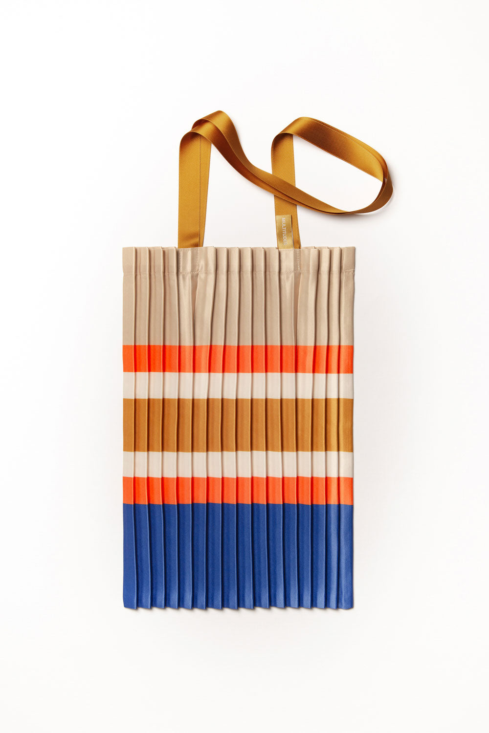 Multitudes Satin Pleated Sorrento Beige Tote Bag