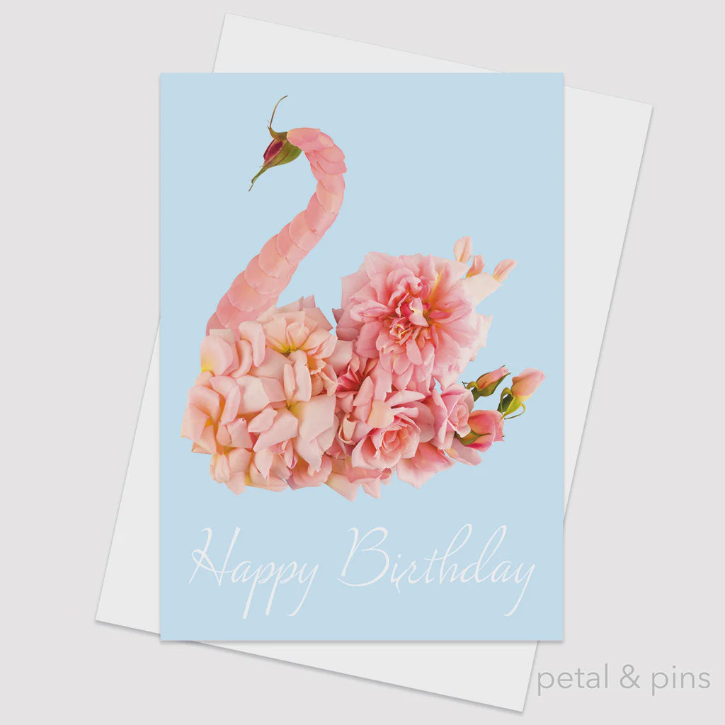 Swan - floral birthday card