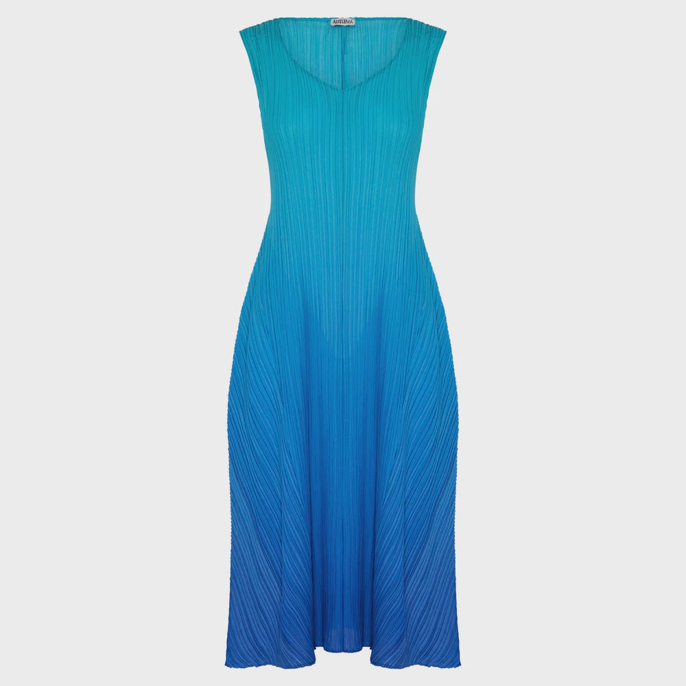 Alquema | Long Estrella Dress - Ombre / Blue Bird to Dazzling Blue