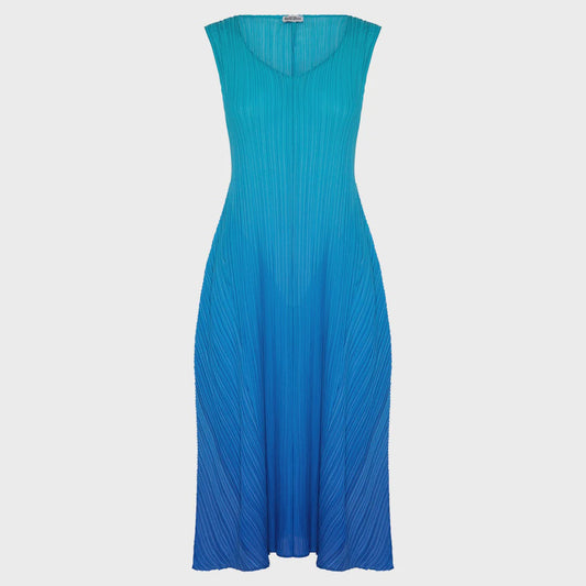 Alquema | Long Estrella Dress - Ombre / Blue Bird to Dazzling Blue