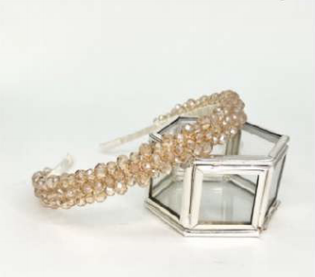 Handmade Beaded Headband - Champagne
