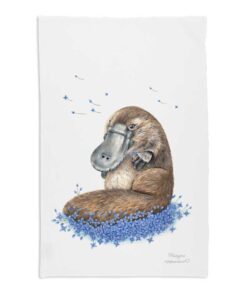 Spring platypus tea towel
