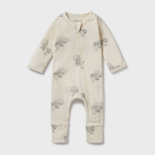 Little Fantail Organic Pointelle Zipsuit with Feet