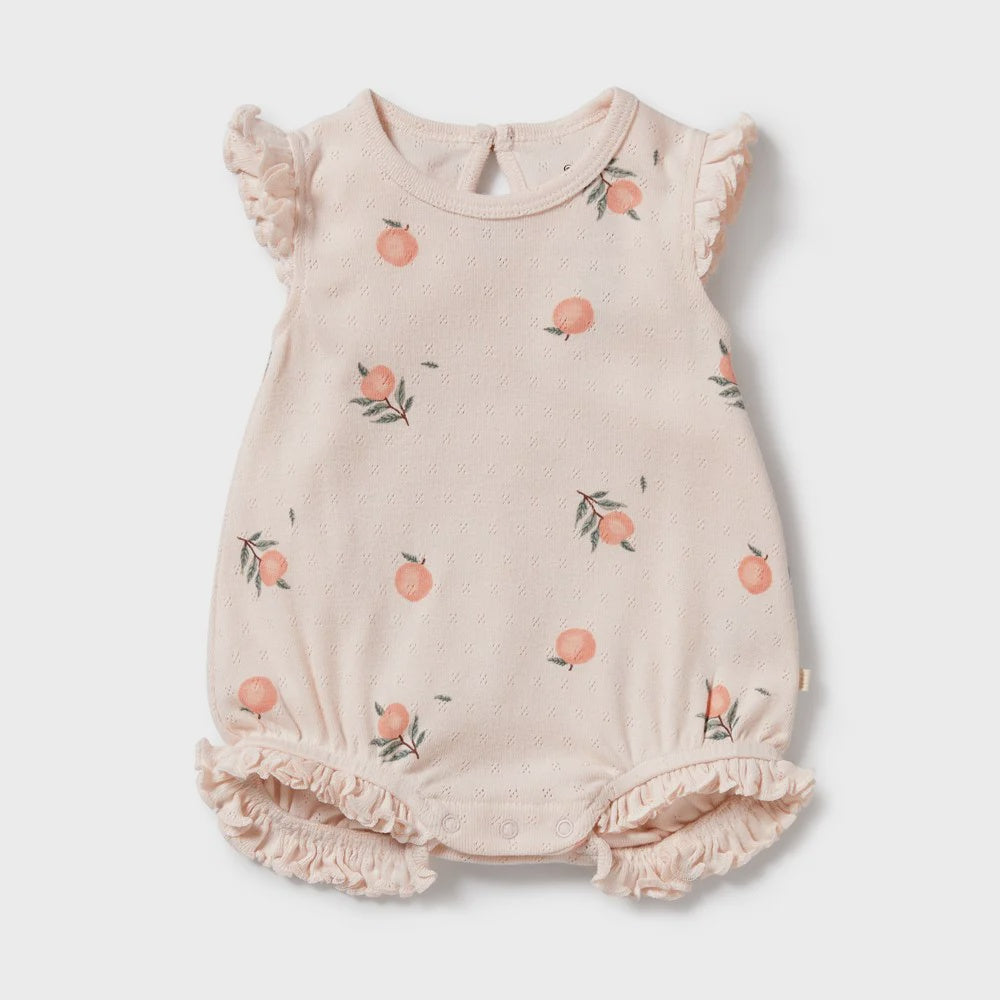 Peaches Organic Pointelle Ruffle Growsuit