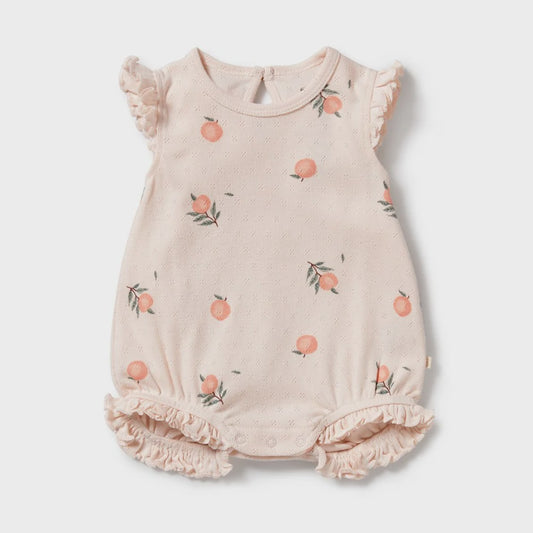 Peaches Organic Pointelle Ruffle Growsuit