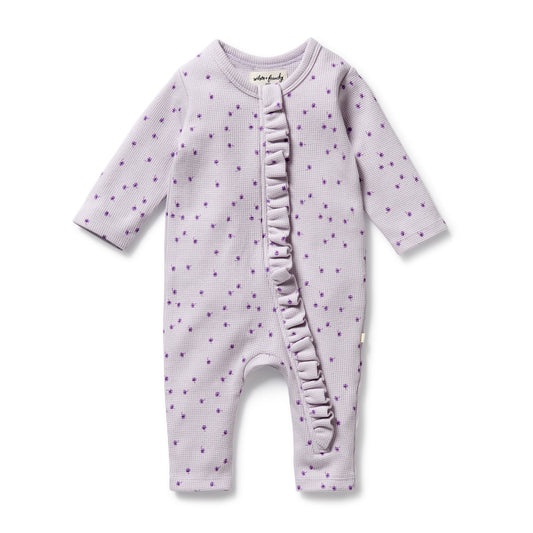 Lulu Daisy Organic Waffle Ruffle Zipsuit
