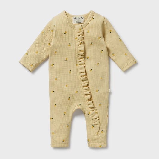Little Lemon Organic Waffle Ruffle Zipsuit