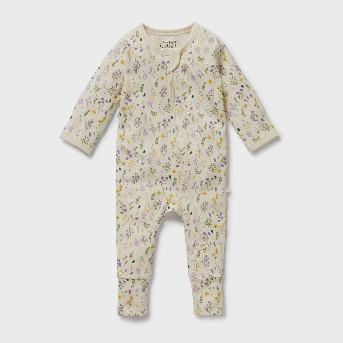 Bella Floral Organic Zipsuit with Feet