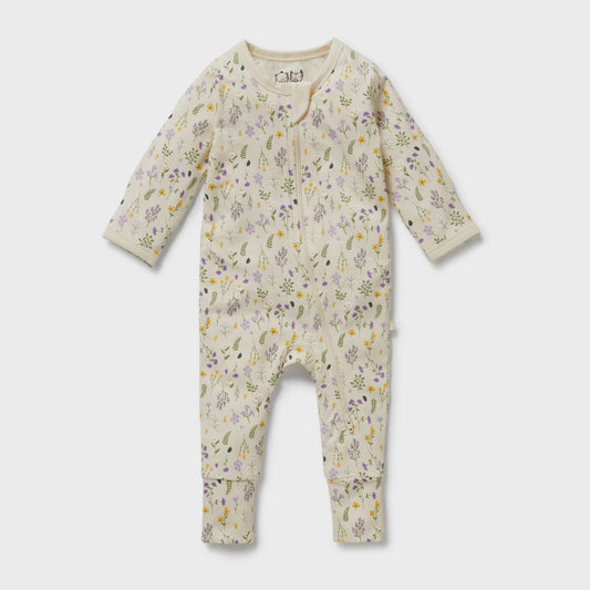 Bella Floral Organic Zipsuit with Feet