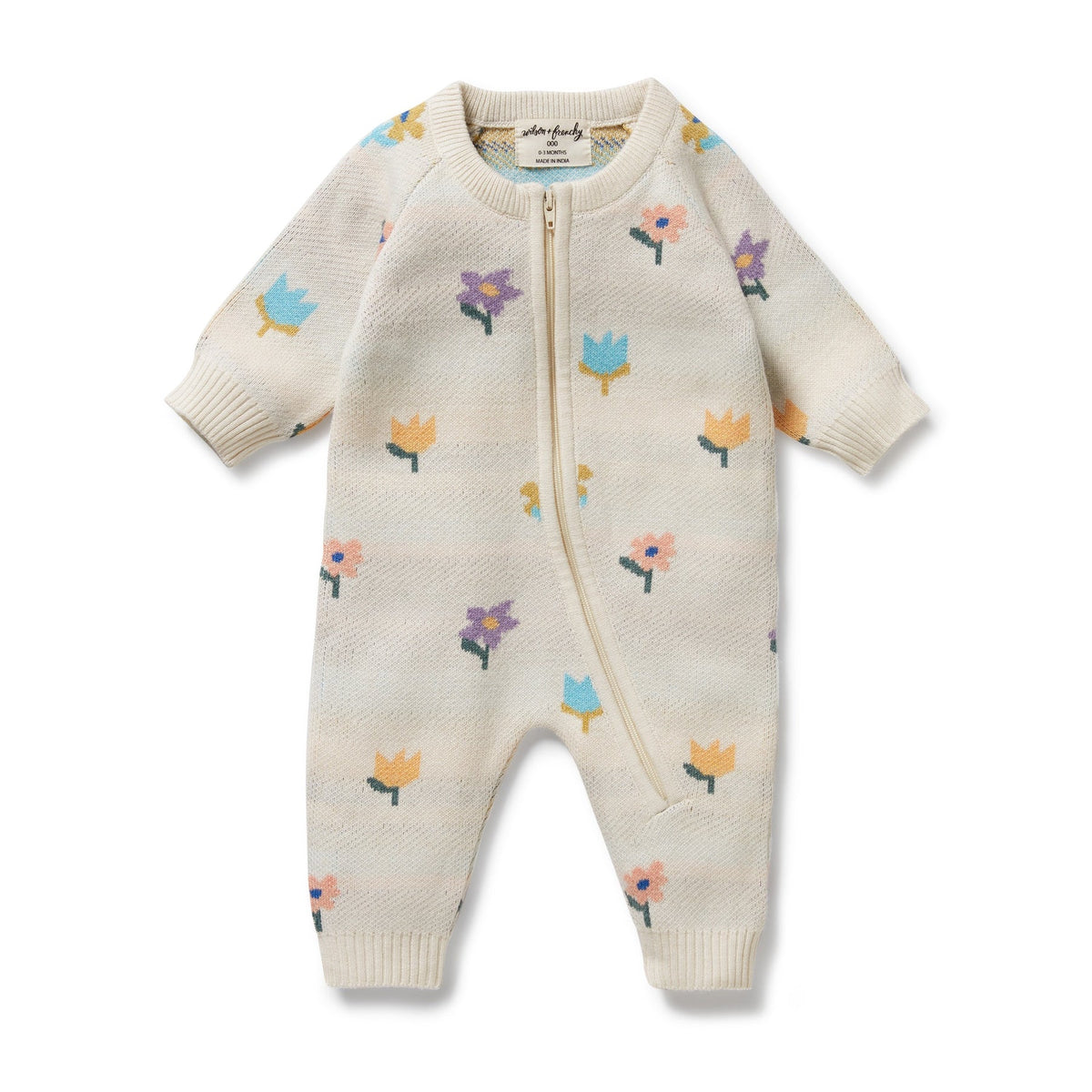 Flower Pop Organic Knitted Jacquard Growsuit