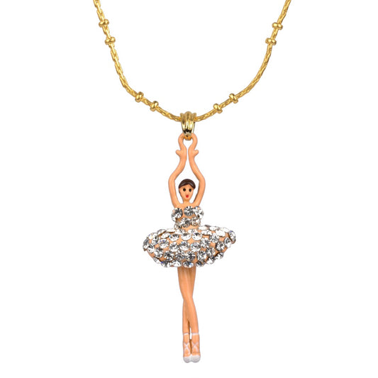 Pas De Deux Lux Ballerina Silver Crystal Necklace