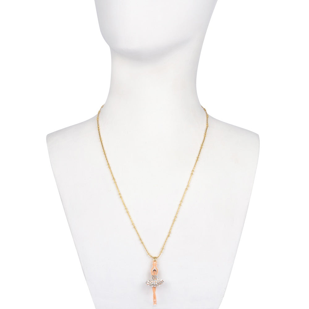 Pas De Deux Lux Ballerina Silver Crystal Necklace | ZDDL3593