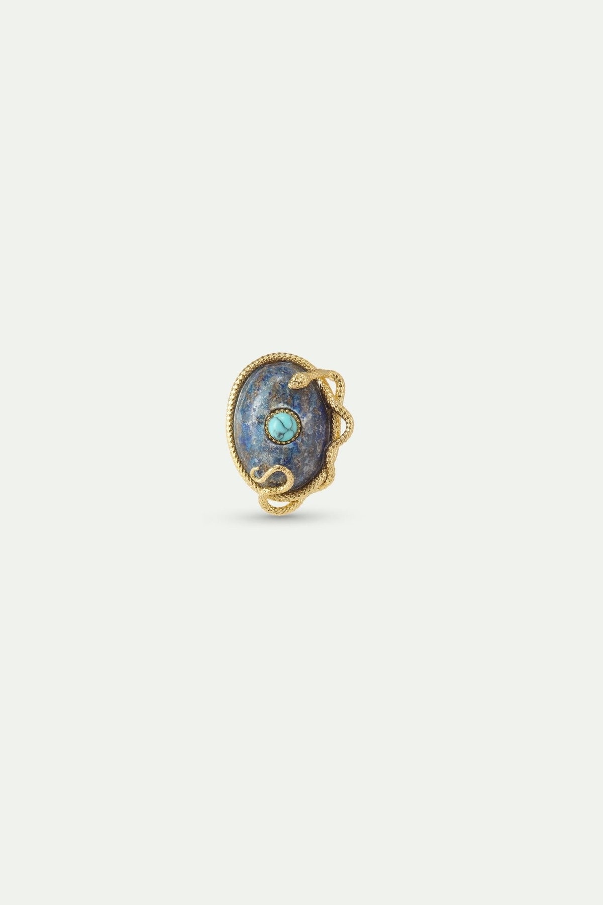Lapis Lazuli, Turquoise and Gold Snake Brooch | AYVA5011