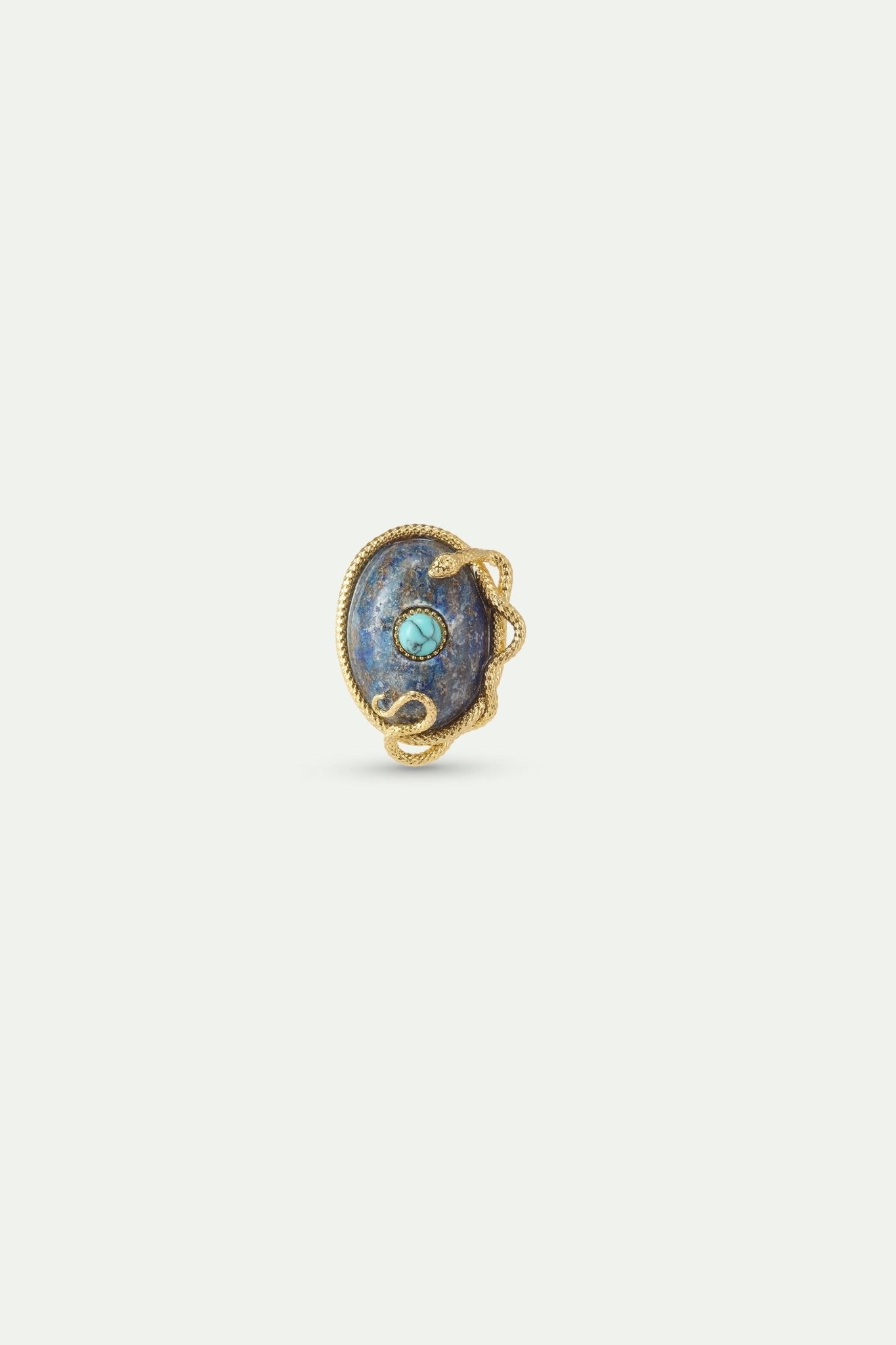 Lapis Lazuli, Turquoise and Gold Snake Brooch | AYVA5011