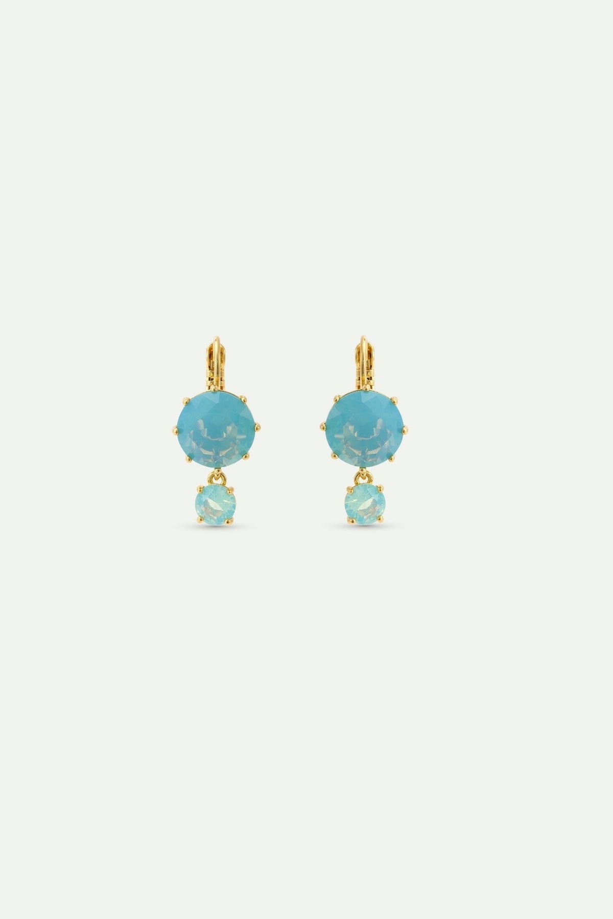 Sleeper Earrings With Two Glacier Blue Diamantine Stones | AYLD1262