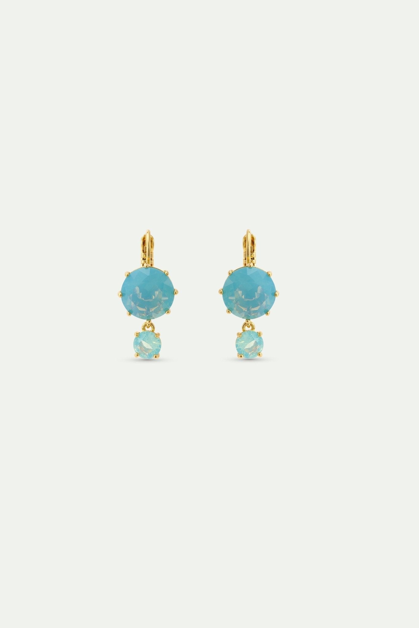 Sleeper Earrings With Two Glacier Blue Diamantine Stones | AYLD1262