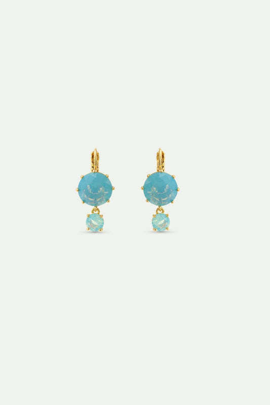 Sleeper Earrings With Two Glacier Blue Diamantine Stones | AYLD1262