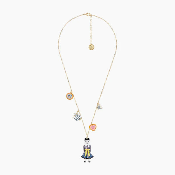 Alice In Wonderland Biscuits, Cup And Cat Pendant Necklace | AONA3011