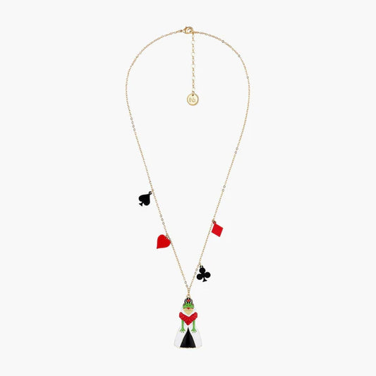 Alice In Wonderland Spade, Club, Diamond, Heart And Toad Red Queen Pendant Necklace | AONA3021
