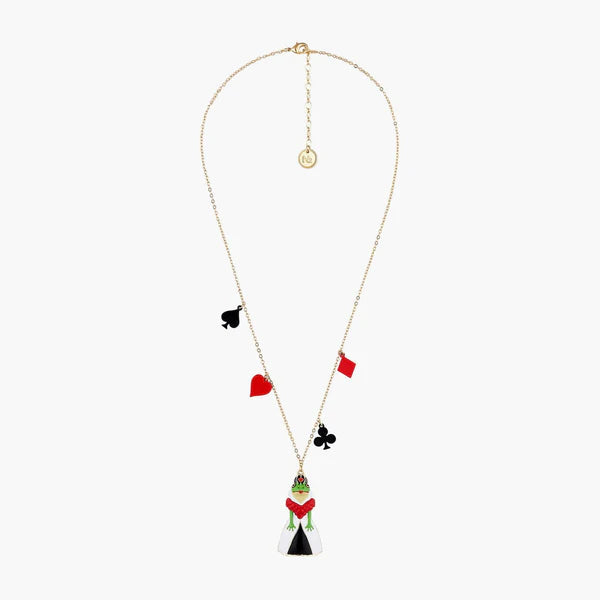 Alice In Wonderland Spade, Club, Diamond, Heart And Toad Red Queen Pendant Necklace | AONA3021