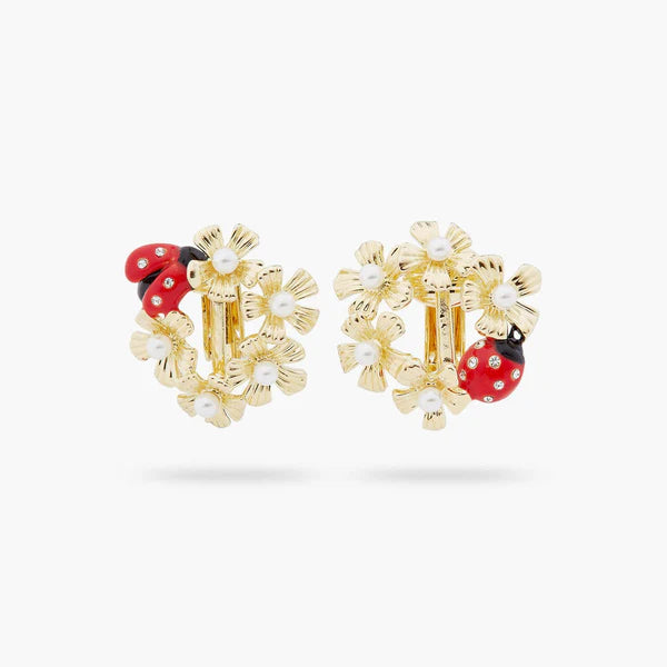 Anemone Halo And Ladybird Asymmetrical Earrings | ARLP1021