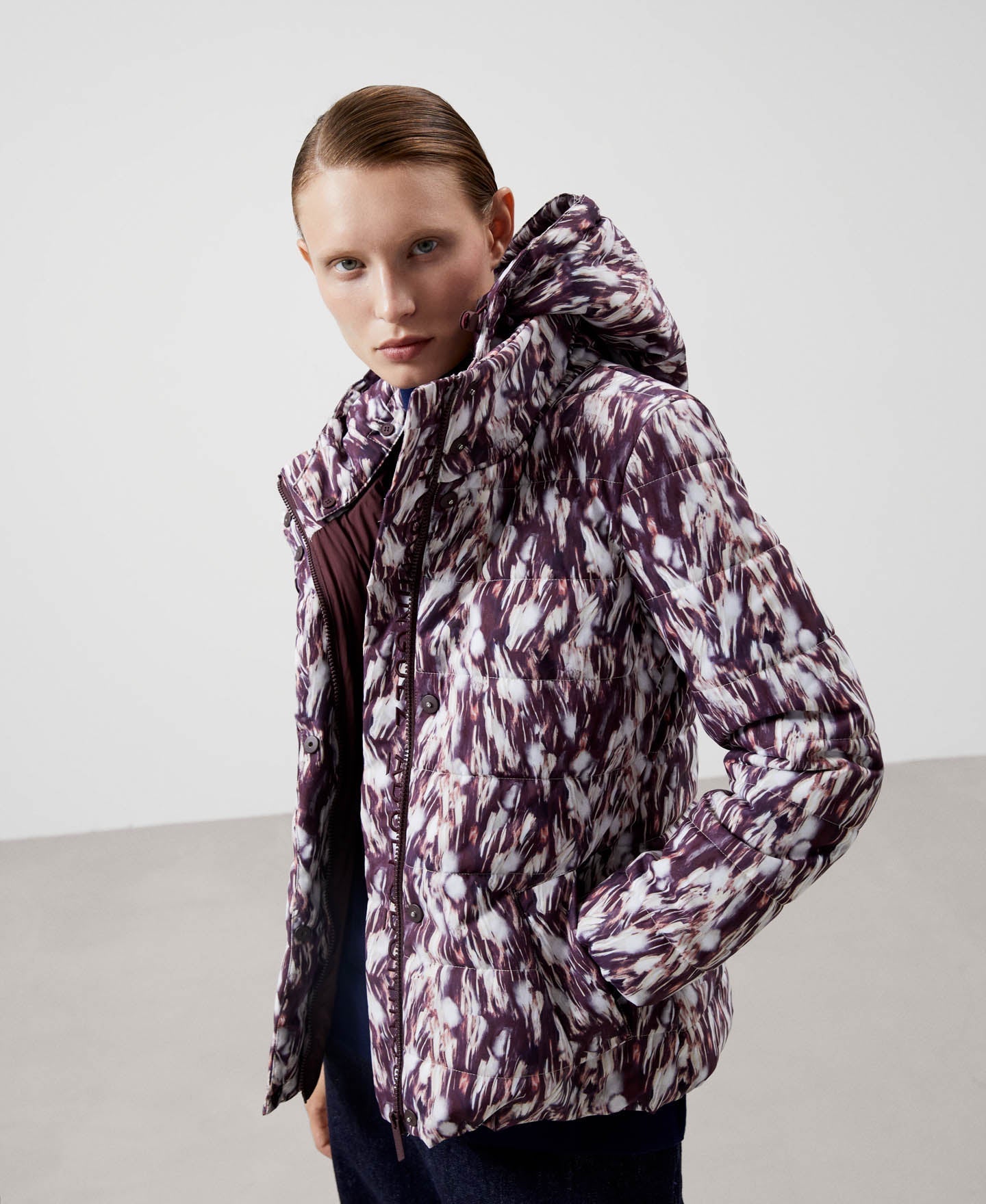 Women Short Jacket | Animal Print Padded Print Jacket by Spanish designer Adolfo Dominguez