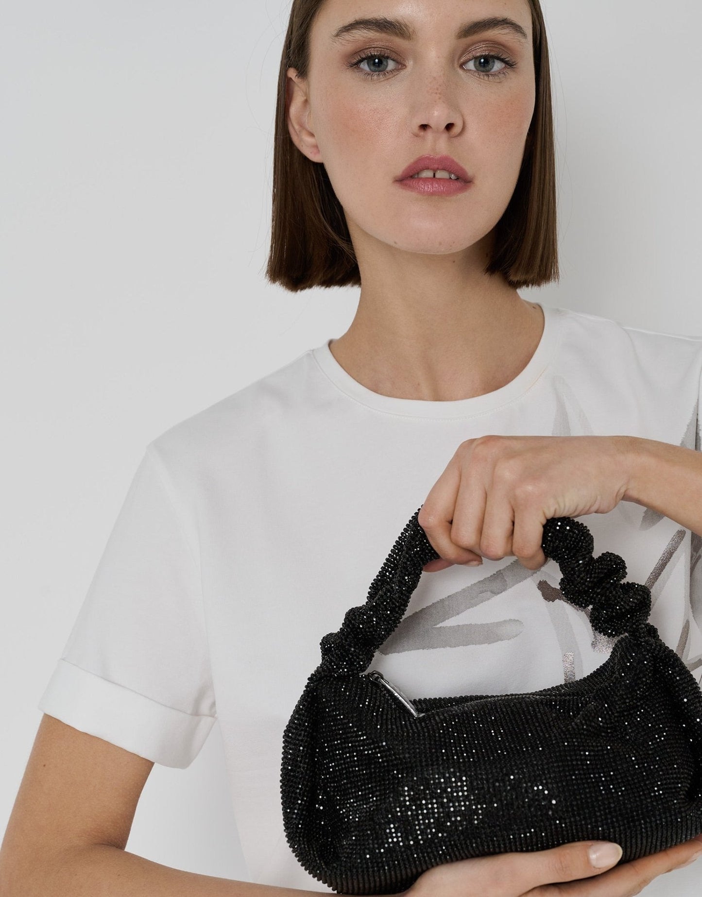 Handbags | Ariana Cristal Mesh Black Handbag by Spanish designer Roberto Verino