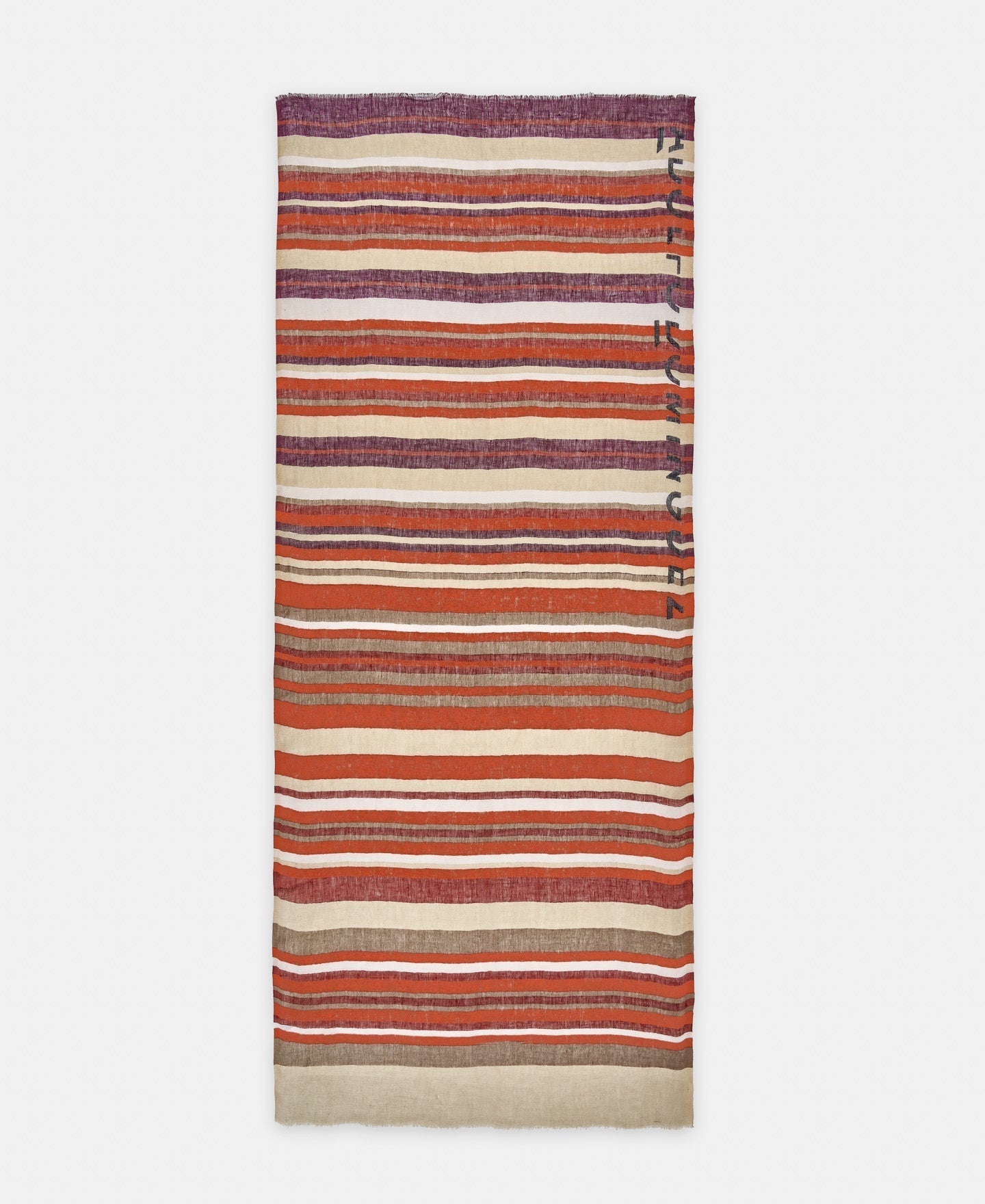 Women Shawl | Aubergine European Responsible Linen Striped Shawl by Spanish designer Adolfo Dominguez